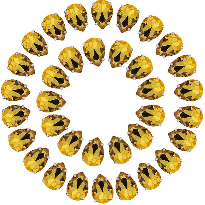 Jyukan Gold Teardrop Rhinestones 50 PCS 13x18 mm Flatback Rhinestones Sew on with Settings for Clothes Crafts Projects - Image 1